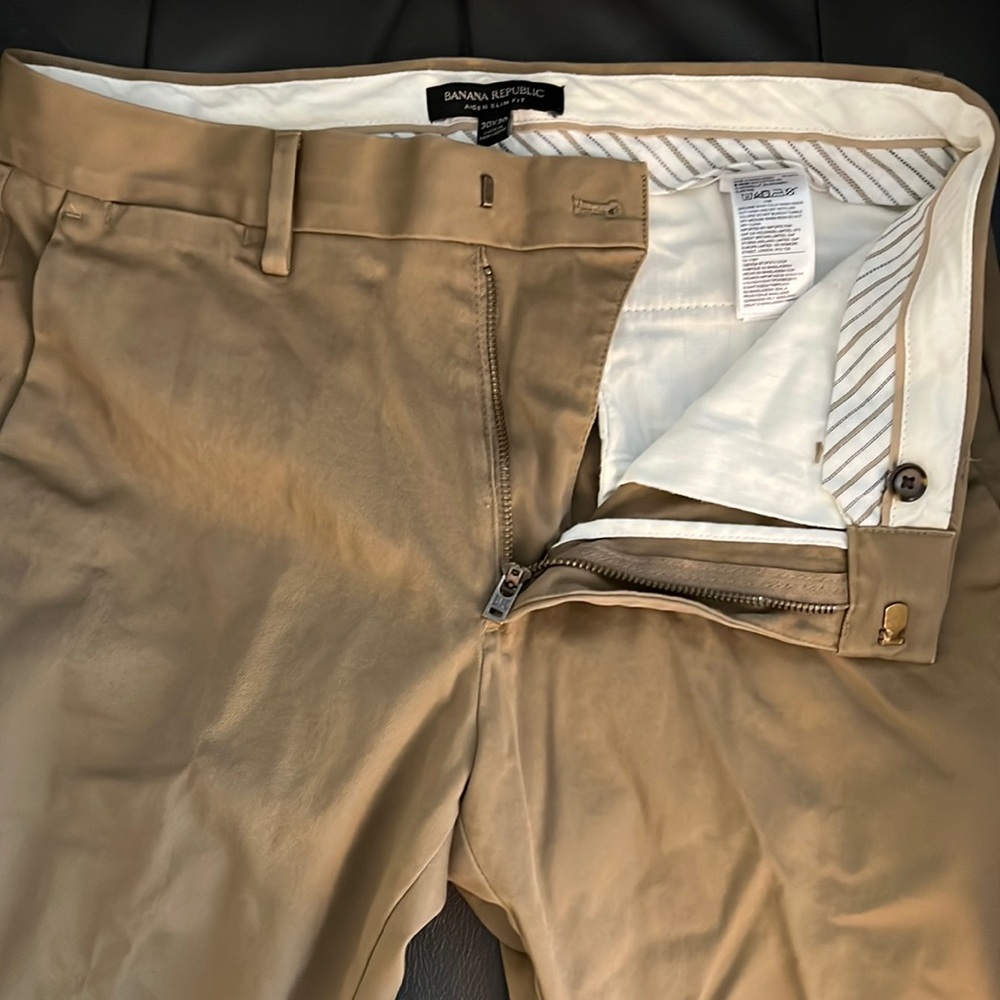 Banana Republic Mens Chinos 30/30 Aiden Slim Fit Khaki Cotton Stretch